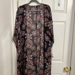 Lane Bryant Black and Red Floral Tunic